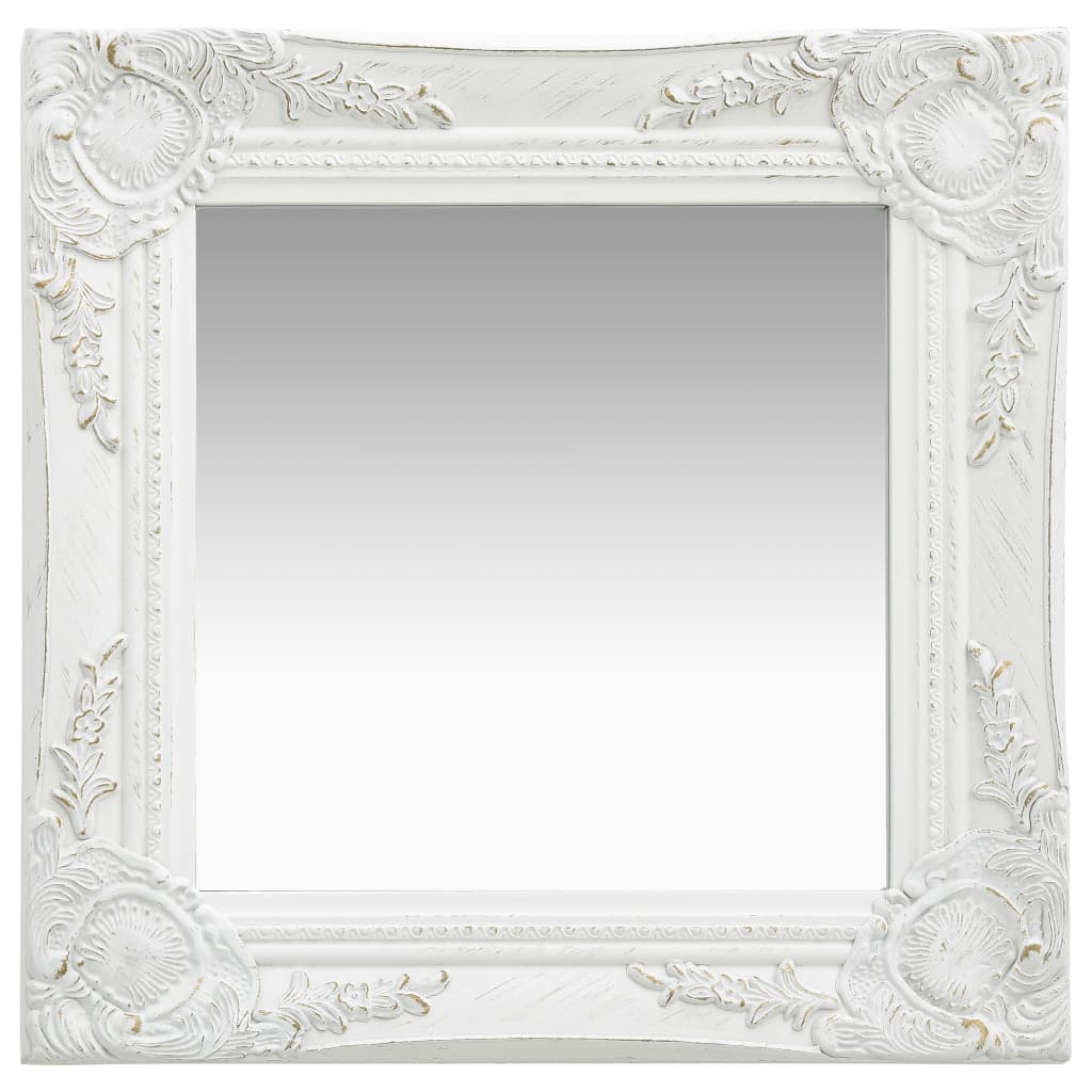 vidaXL Wall Mirror Baroque Style 40x40 cm White