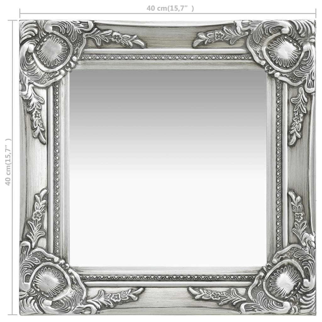 vidaXL Wall Mirror Baroque Style 40x40 cm Silver