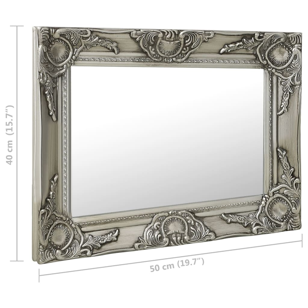 vidaXL Wall Mirror Baroque Style 50x40 cm Silver