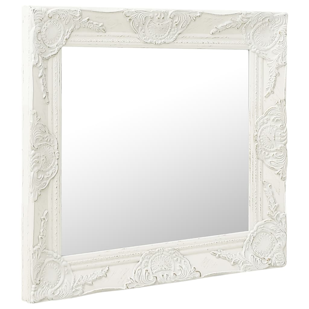 vidaXL Wall Mirror Baroque Style 50x50 cm White