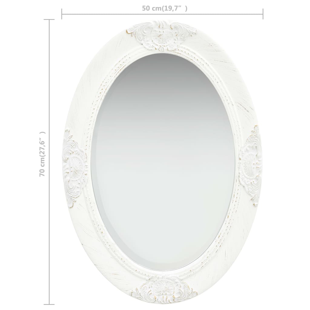 vidaXL Wall Mirror Baroque Style 50x70 cm White