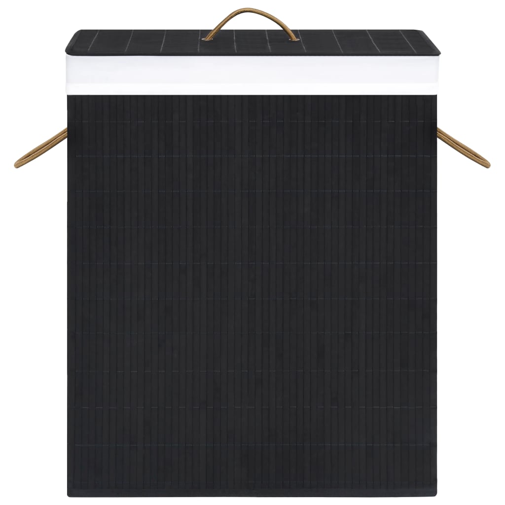 vidaXL Bamboo Laundry Basket with 2 Sections Black 100 L