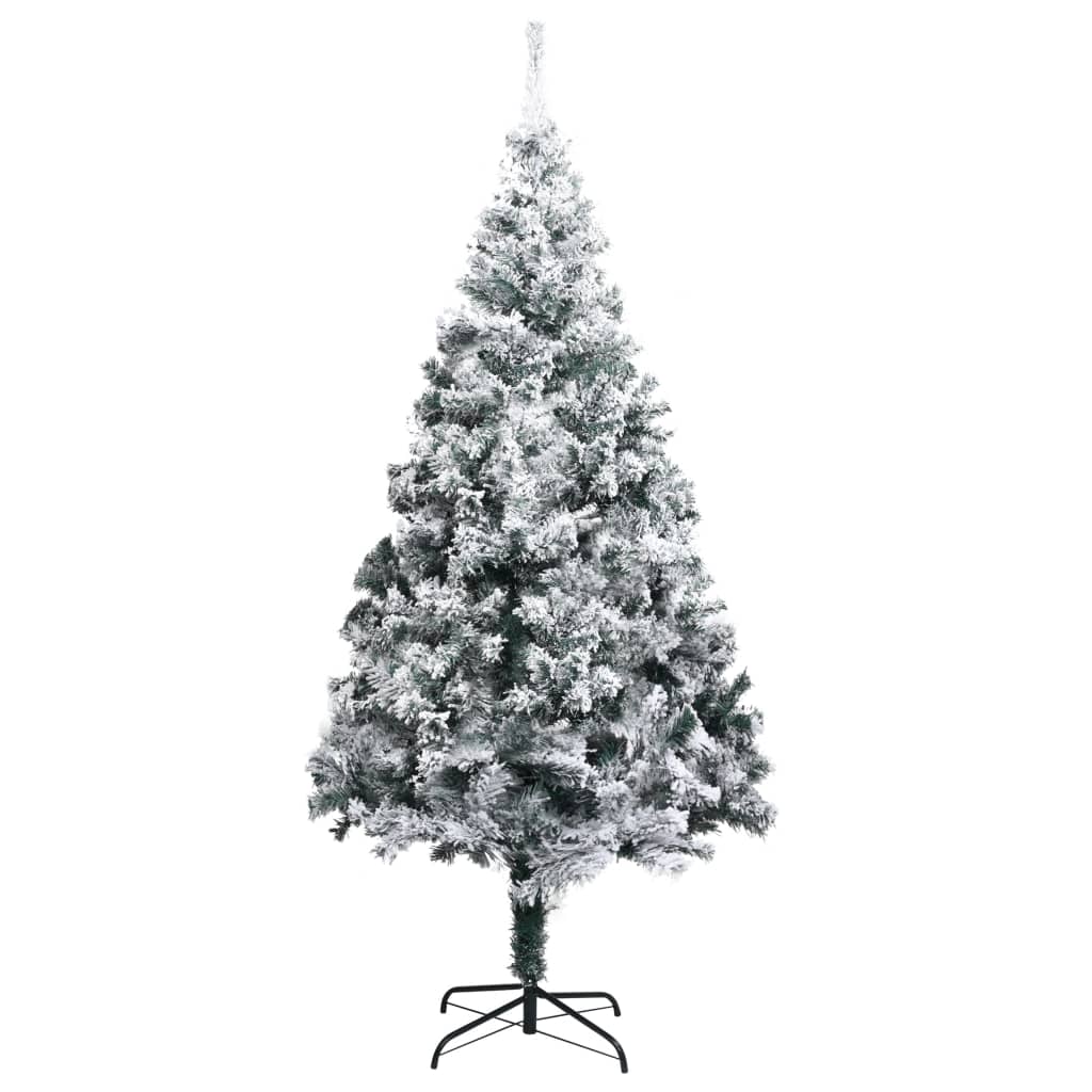 vidaXL Artificial Christmas Tree with Flocked Snow Green 240 cm PVC