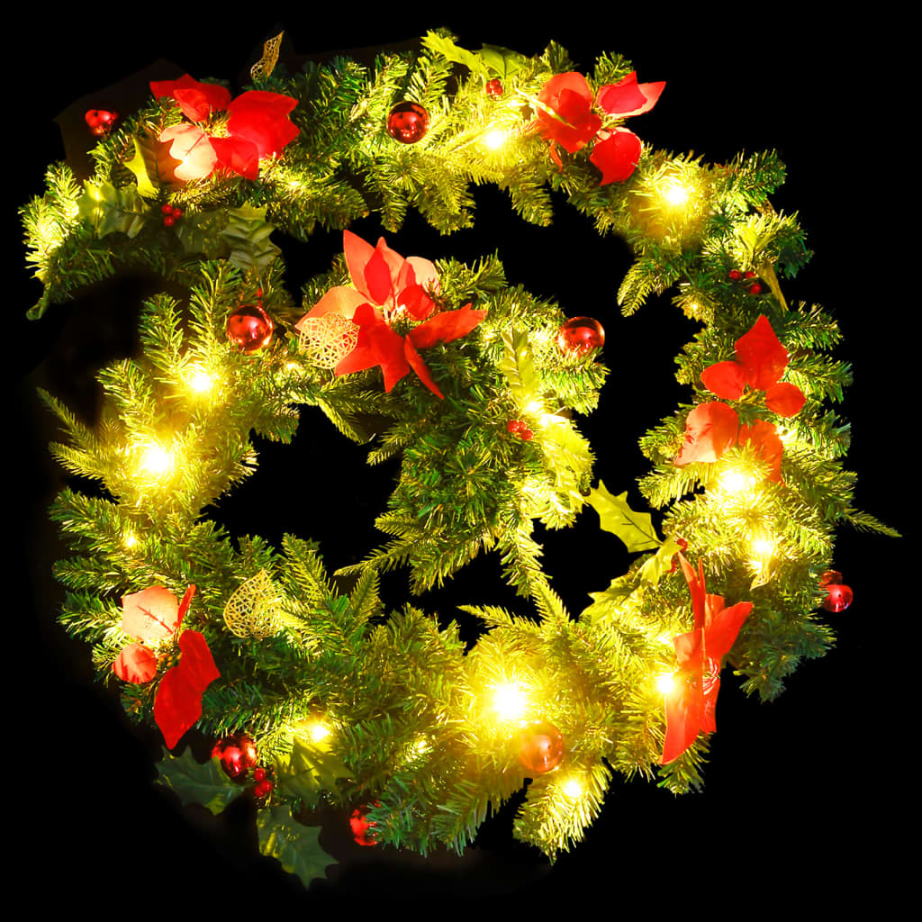 vidaXL Christmas Garland with LED Lights Green 2.7 m PVC