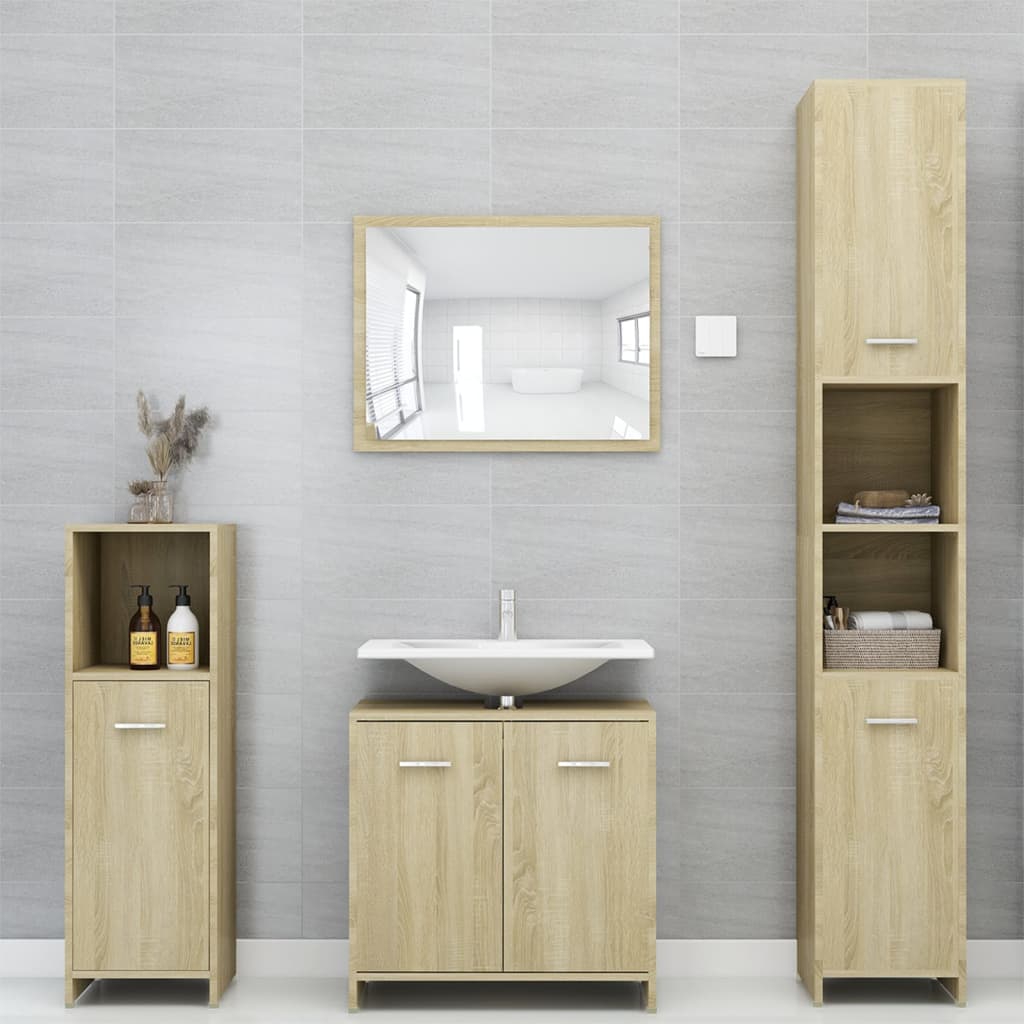 vidaXL Bathroom Cabinet Sonoma Oak 30x30x95 cm Engineered Wood