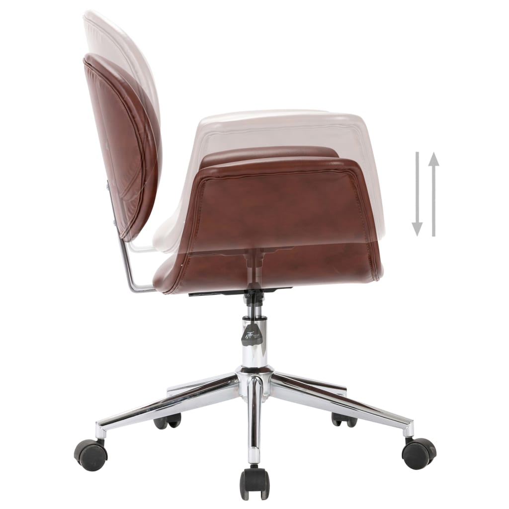 vidaXL Swivel Office Chair Brown Faux Leather