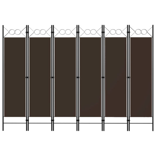 vidaXL 6-Panel Room Divider Brown 240x180 cm