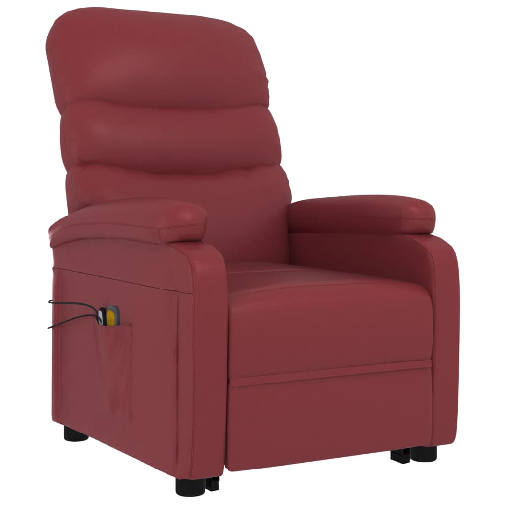 vidaXL Stand up Massage Chair Wine Red Faux Leather