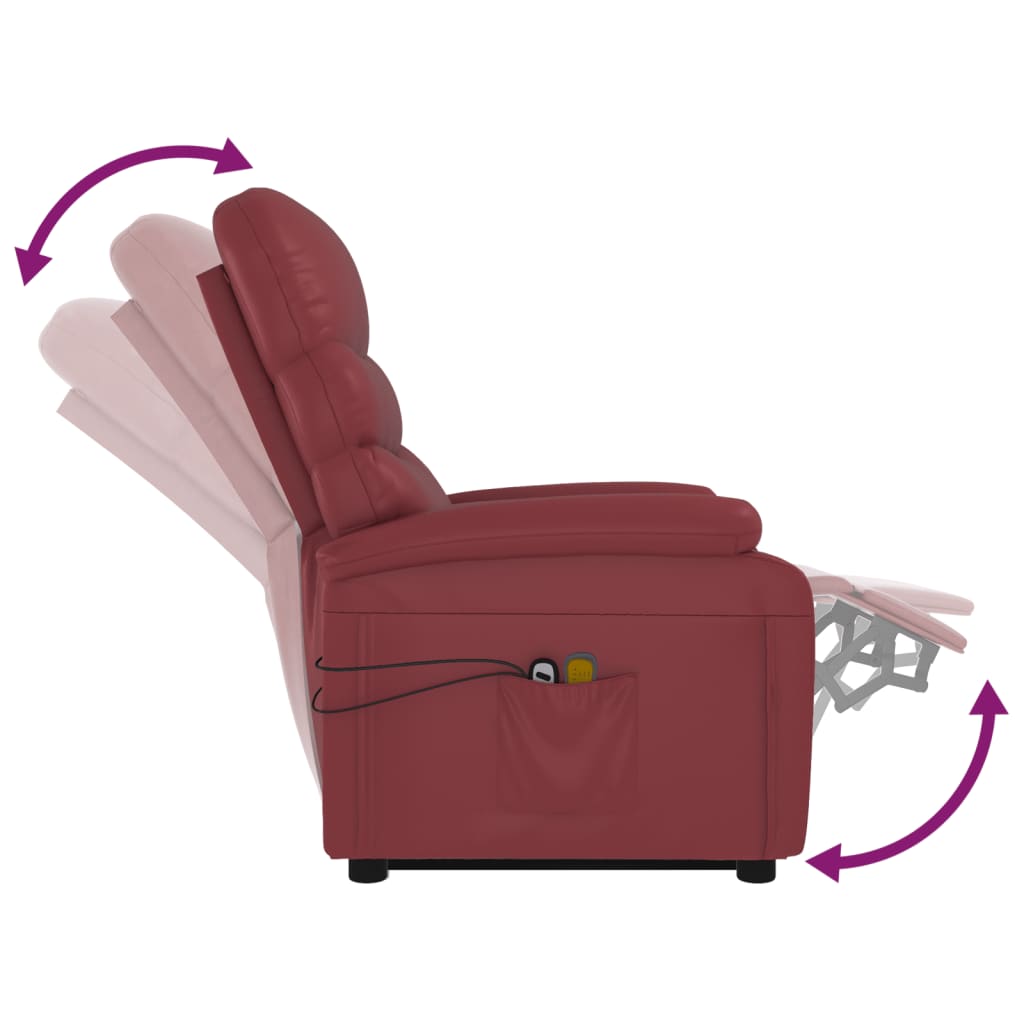 vidaXL Stand up Massage Chair Wine Red Faux Leather