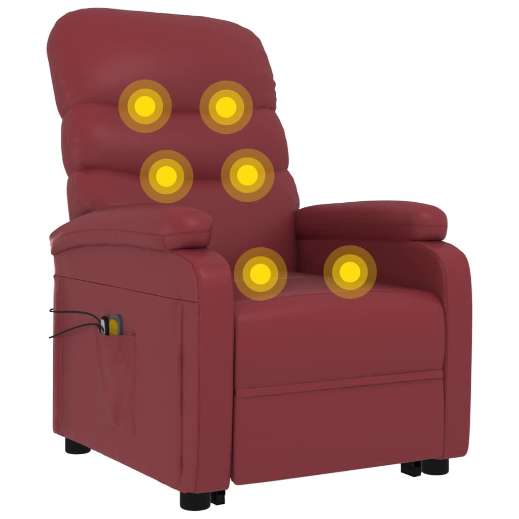vidaXL Stand up Massage Chair Wine Red Faux Leather