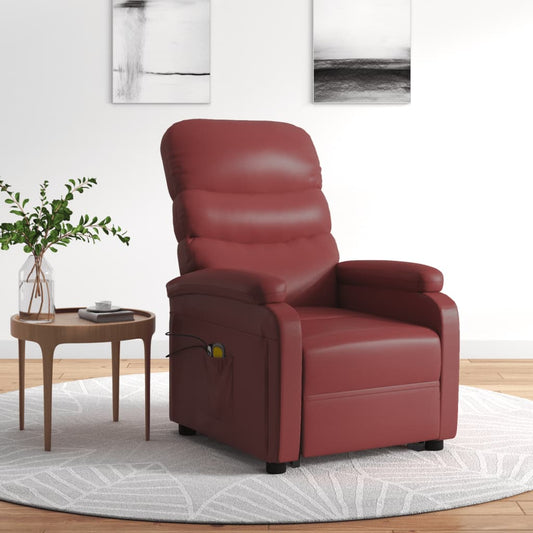 vidaXL Stand up Massage Chair Wine Red Faux Leather
