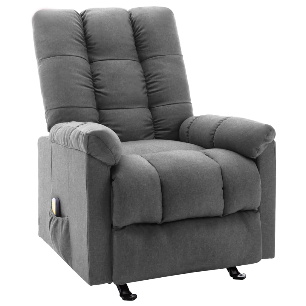 vidaXL Massage Reclining Chair Light Grey Fabric