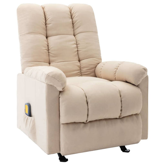 vidaXL Massage Reclining Chair Cream Fabric