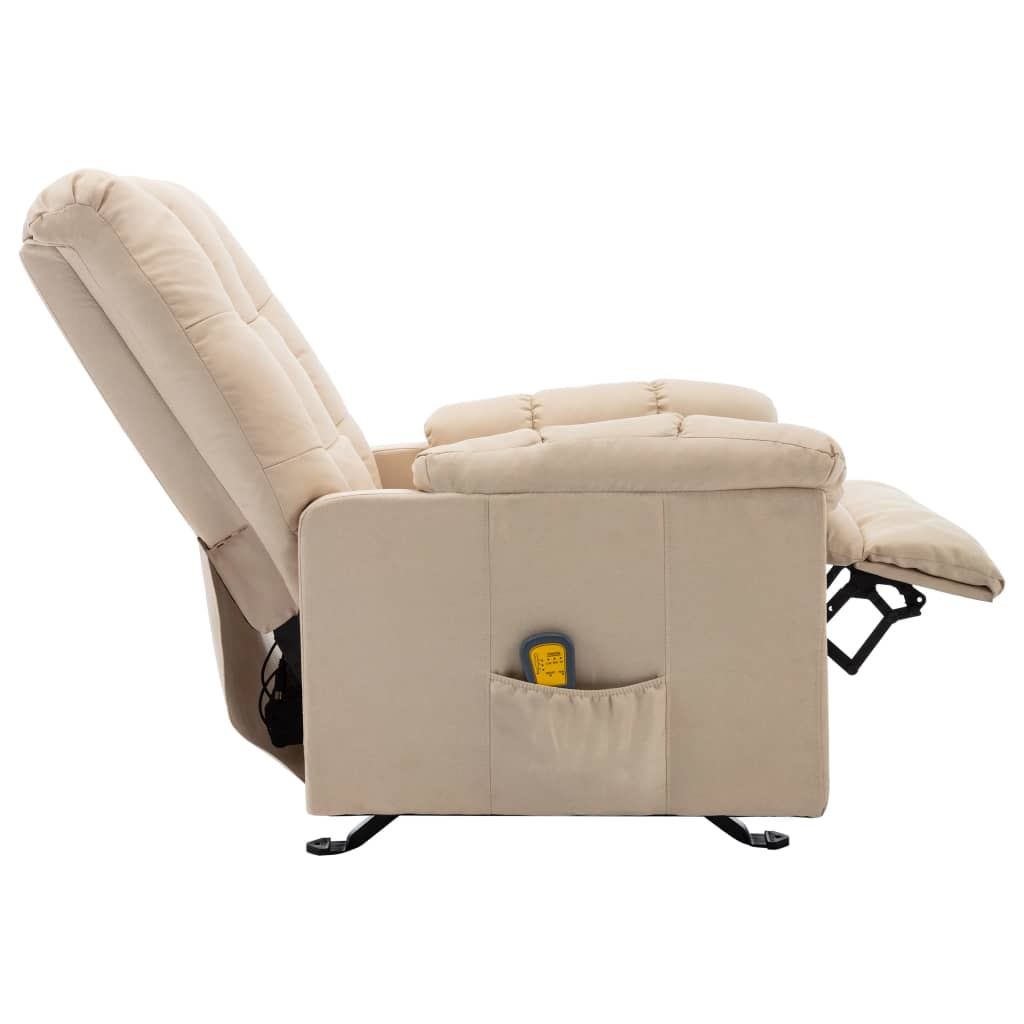 vidaXL Massage Reclining Chair Cream Fabric