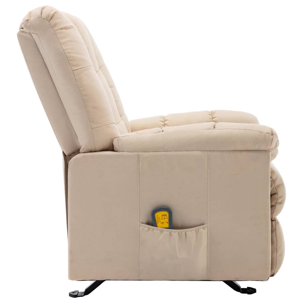 vidaXL Massage Reclining Chair Cream Fabric