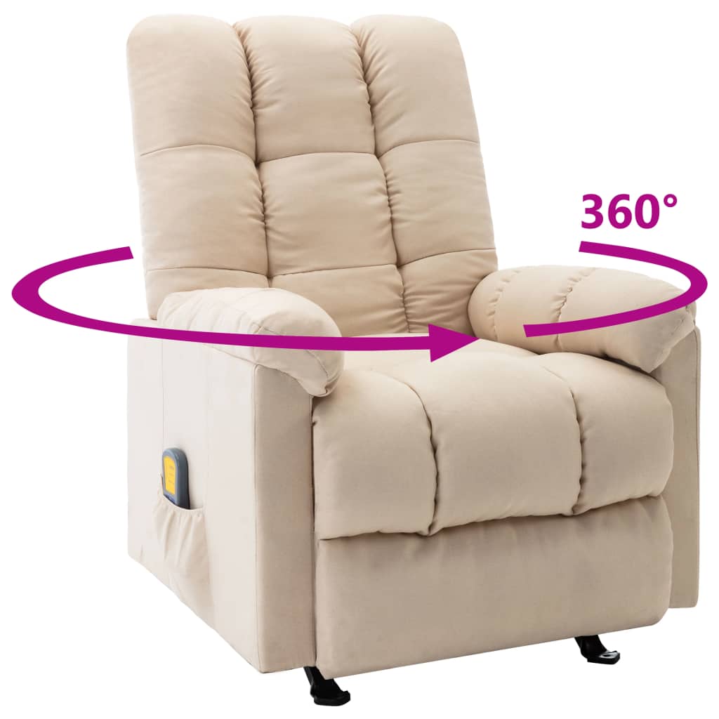vidaXL Massage Reclining Chair Cream Fabric