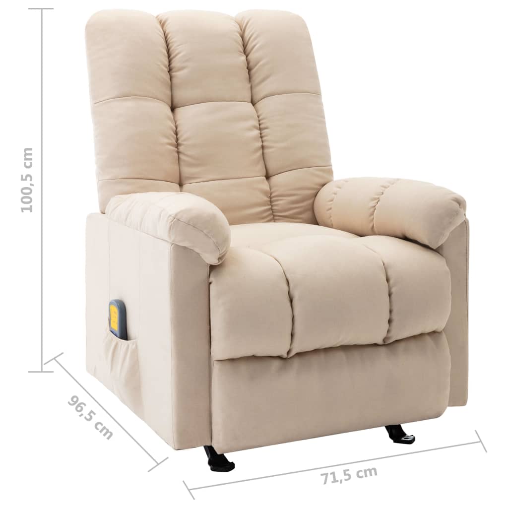 vidaXL Massage Reclining Chair Cream Fabric