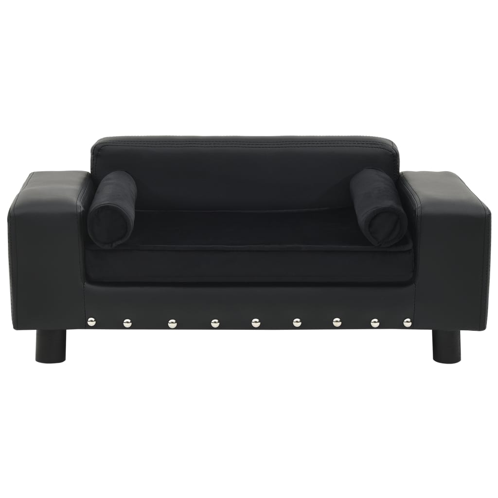vidaXL Dog Sofa Black 81x43x31 cm Plush and Faux Leather