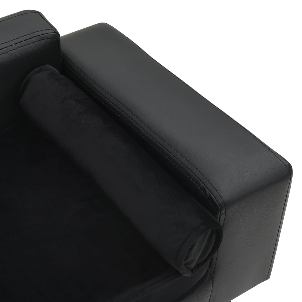 vidaXL Dog Sofa Black 81x43x31 cm Plush and Faux Leather