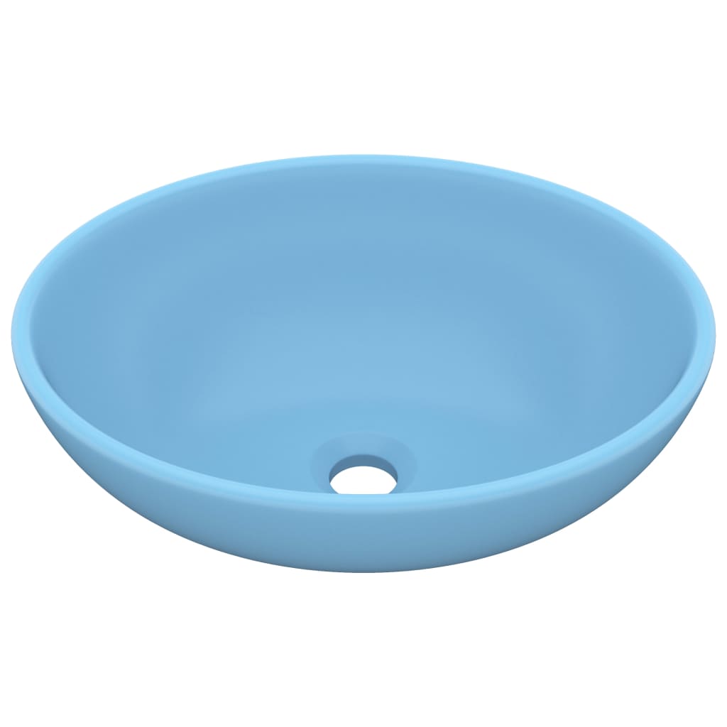 vidaXL Luxury Basin Oval-shaped Matt Light Blue 40x33 cm Ceramic