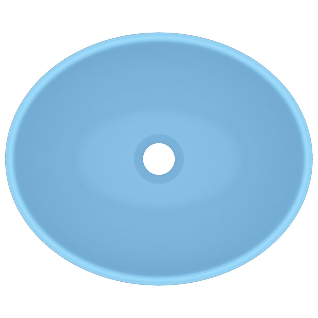 vidaXL Luxury Basin Oval-shaped Matt Light Blue 40x33 cm Ceramic