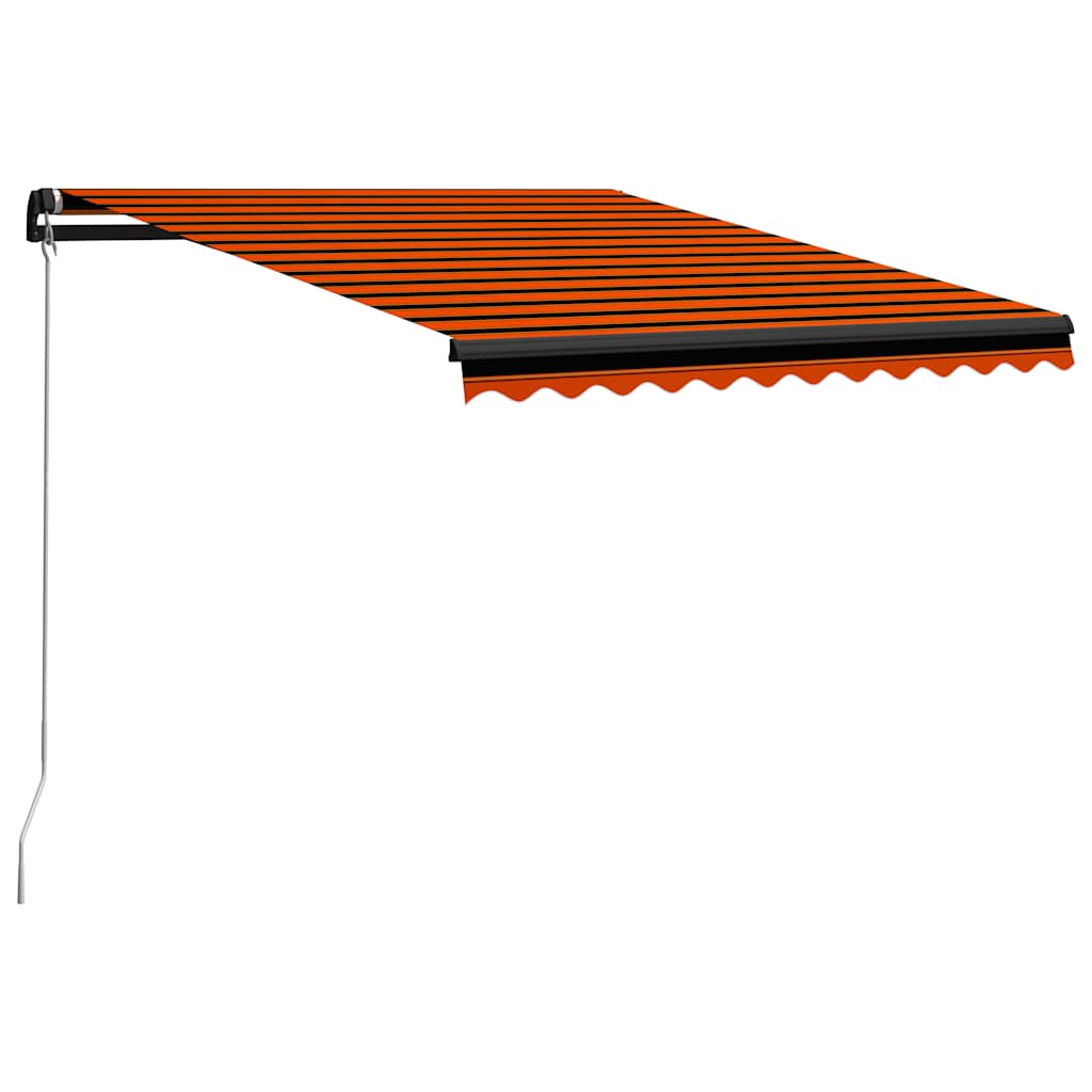 vidaXL Manual Retractable Awning with LED 300x250 cm Orange and Brown