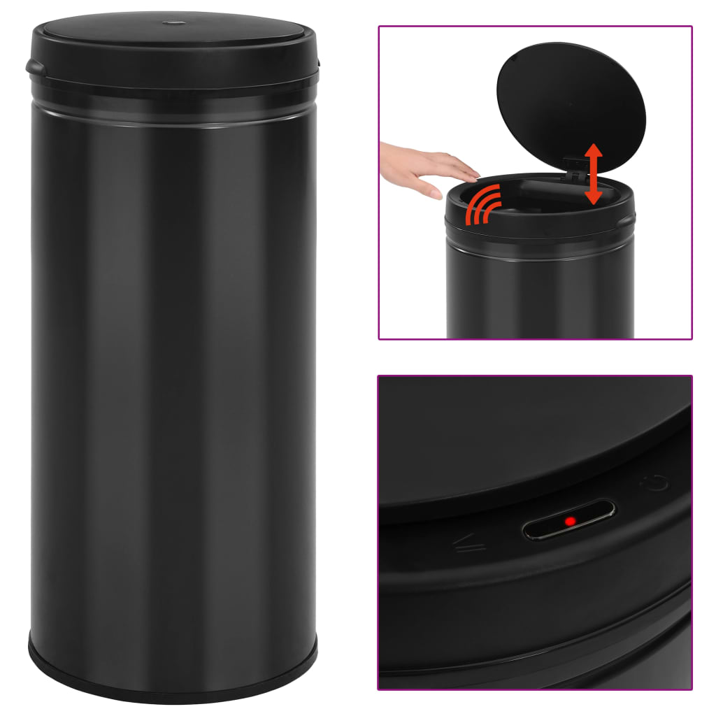 vidaXL Automatic Sensor Dustbin 80 L Carbon Steel Black