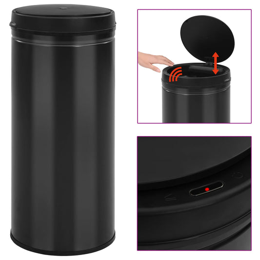 vidaXL Automatic Sensor Dustbin 80 L Carbon Steel Black