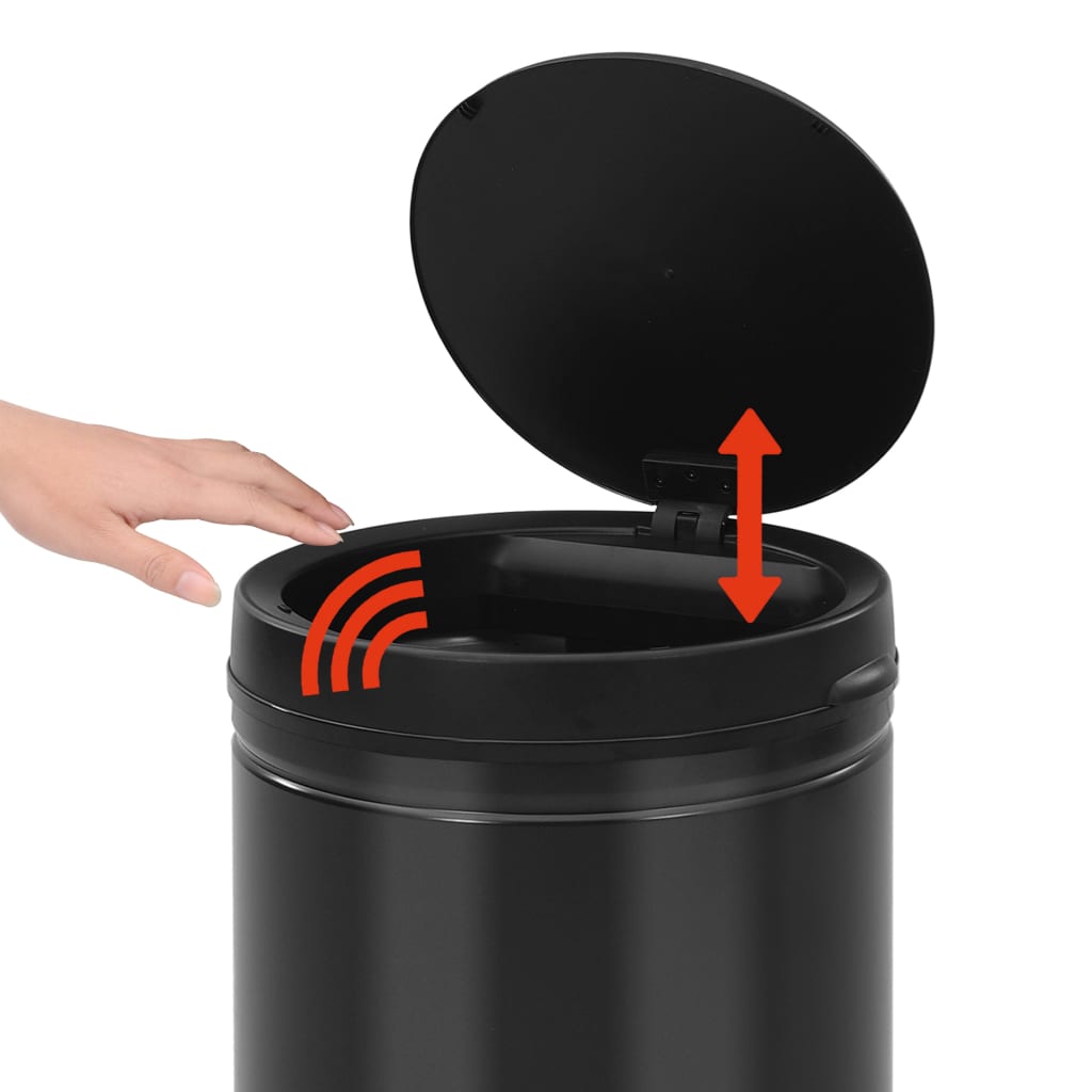 vidaXL Automatic Sensor Dustbin 80 L Carbon Steel Black