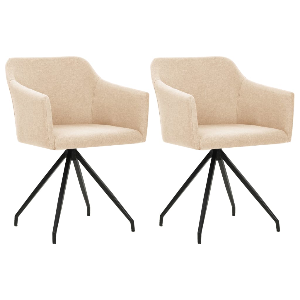 vidaXL Swivel Dining Chairs 2 pcs Cream Fabric