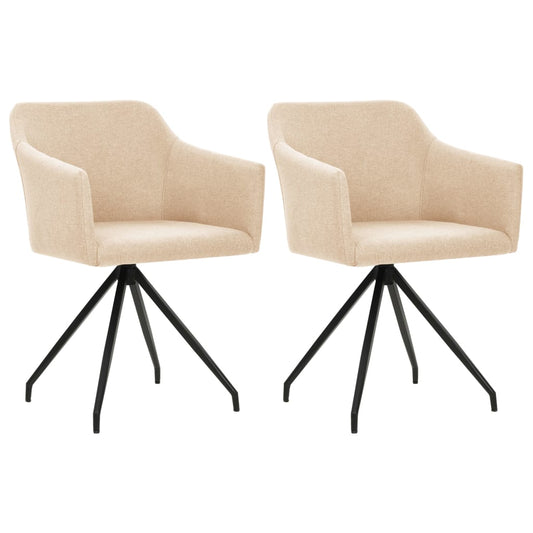 vidaXL Swivel Dining Chairs 2 pcs Cream Fabric