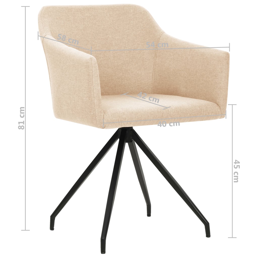 vidaXL Swivel Dining Chairs 2 pcs Cream Fabric