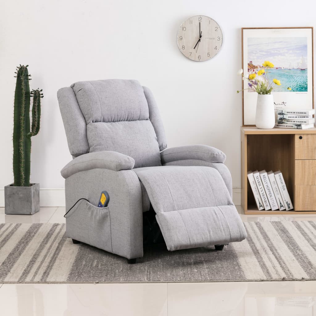vidaXL Massage Chair Light Grey Fabric