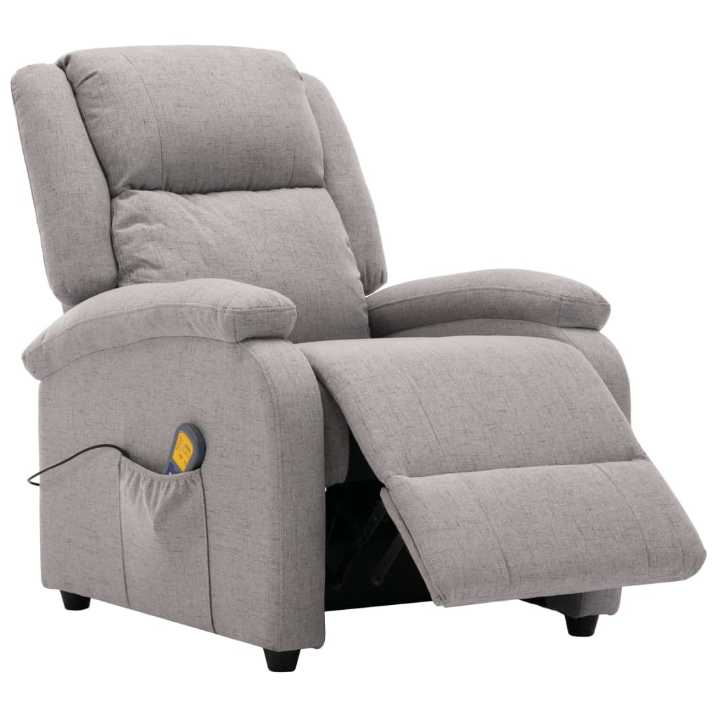 vidaXL Massage Chair Light Grey Fabric
