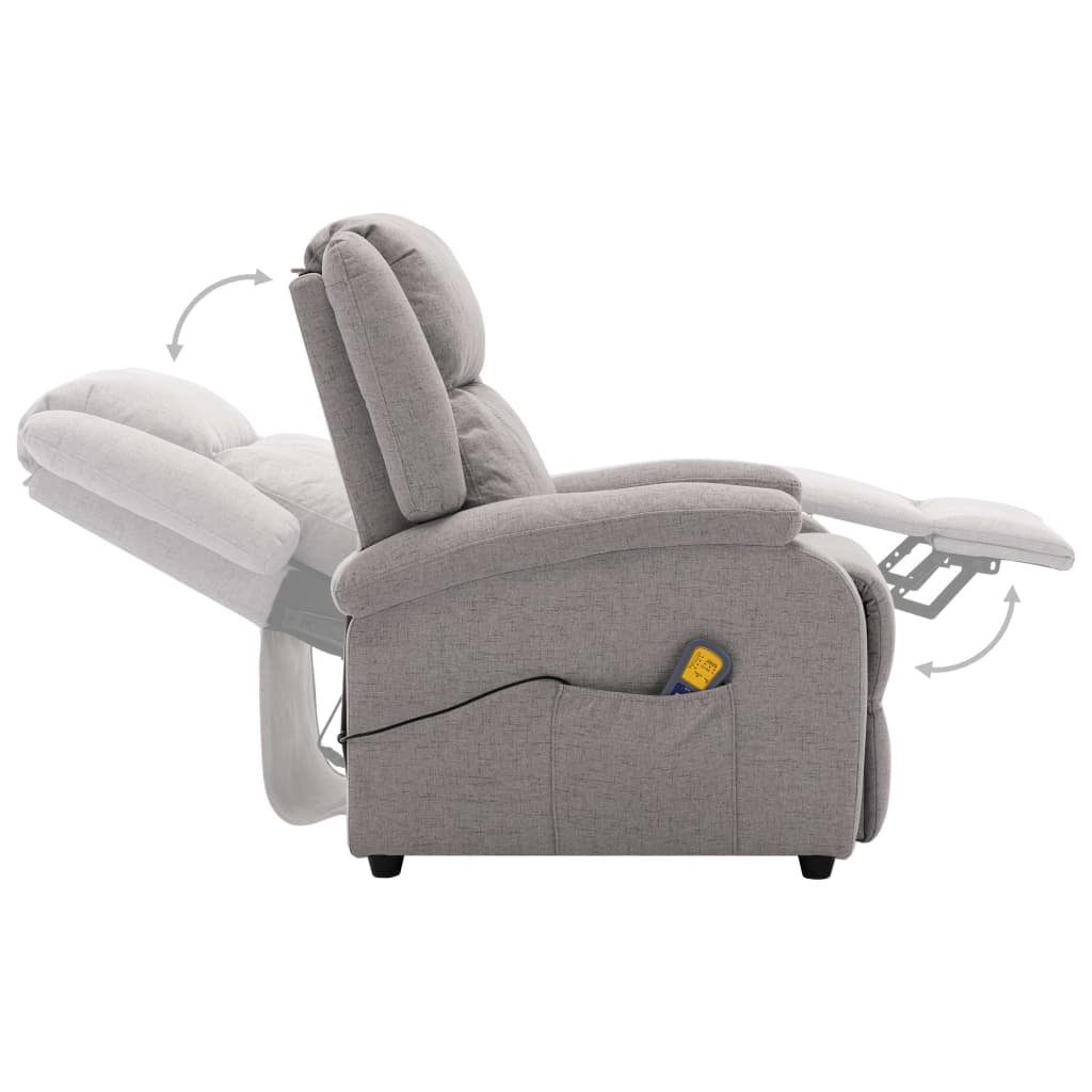 vidaXL Massage Chair Light Grey Fabric