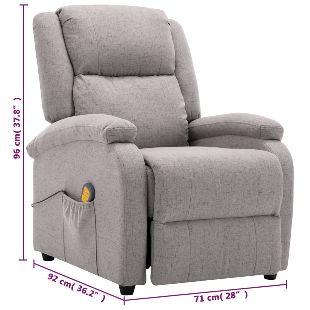 vidaXL Massage Chair Light Grey Fabric