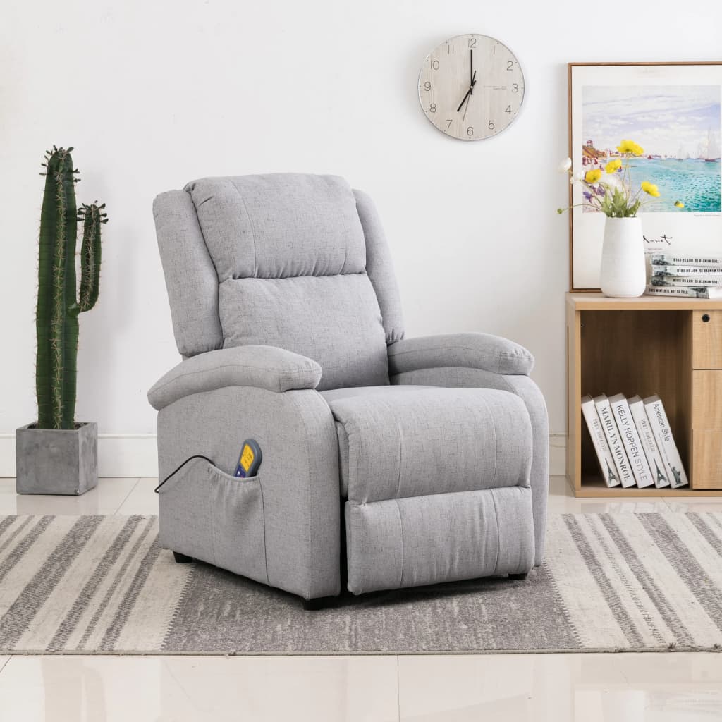 vidaXL Massage Chair Light Grey Fabric