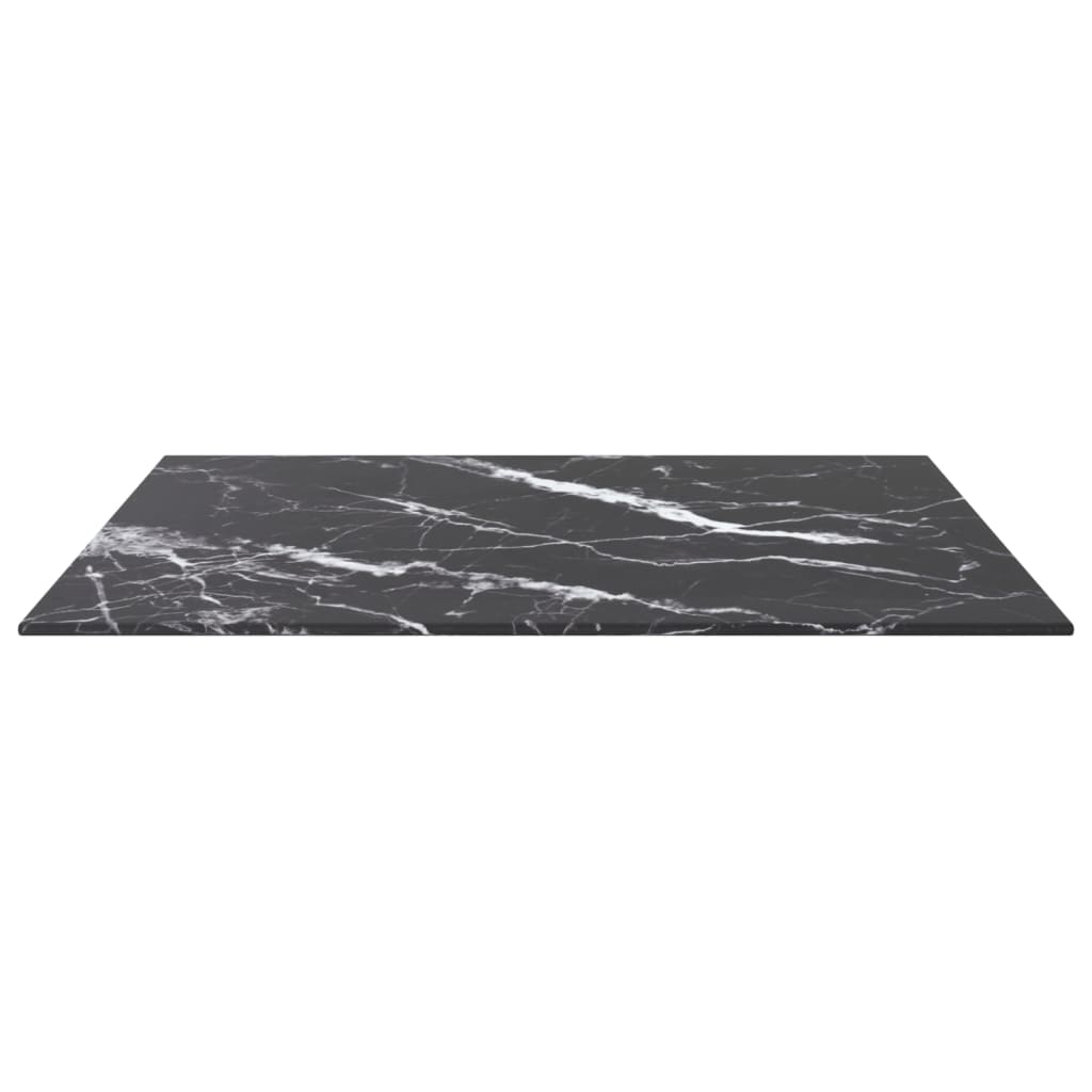 vidaXL Table Top Black 60x60 cm 6 mm Tempered Glass with Marble Design