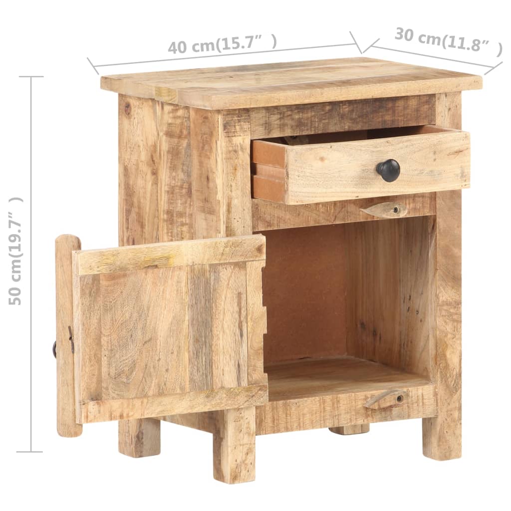 vidaXL Bedside Cabinet 40x30x50 cm Rough Mango Wood
