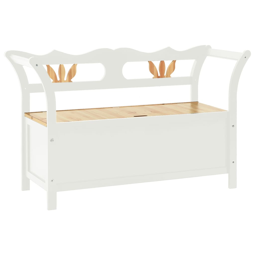 vidaXL Storage Bench 126 cm White and Light Wood Solid Fir Wood