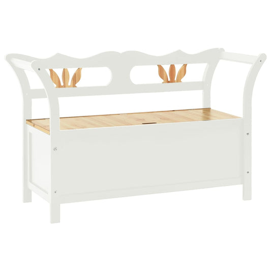 vidaXL Storage Bench 126 cm White and Light Wood Solid Fir Wood