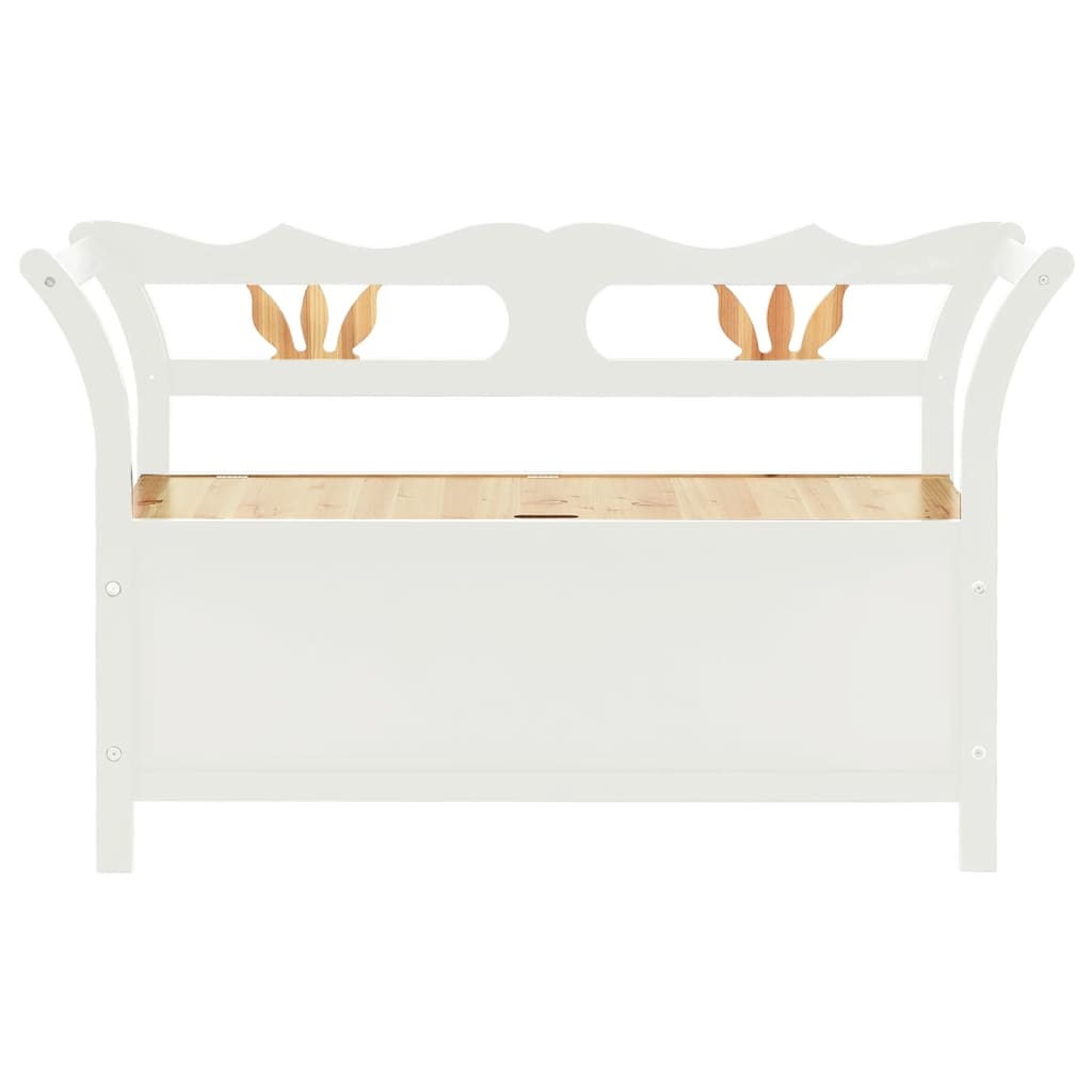 vidaXL Storage Bench 126 cm White and Light Wood Solid Fir Wood