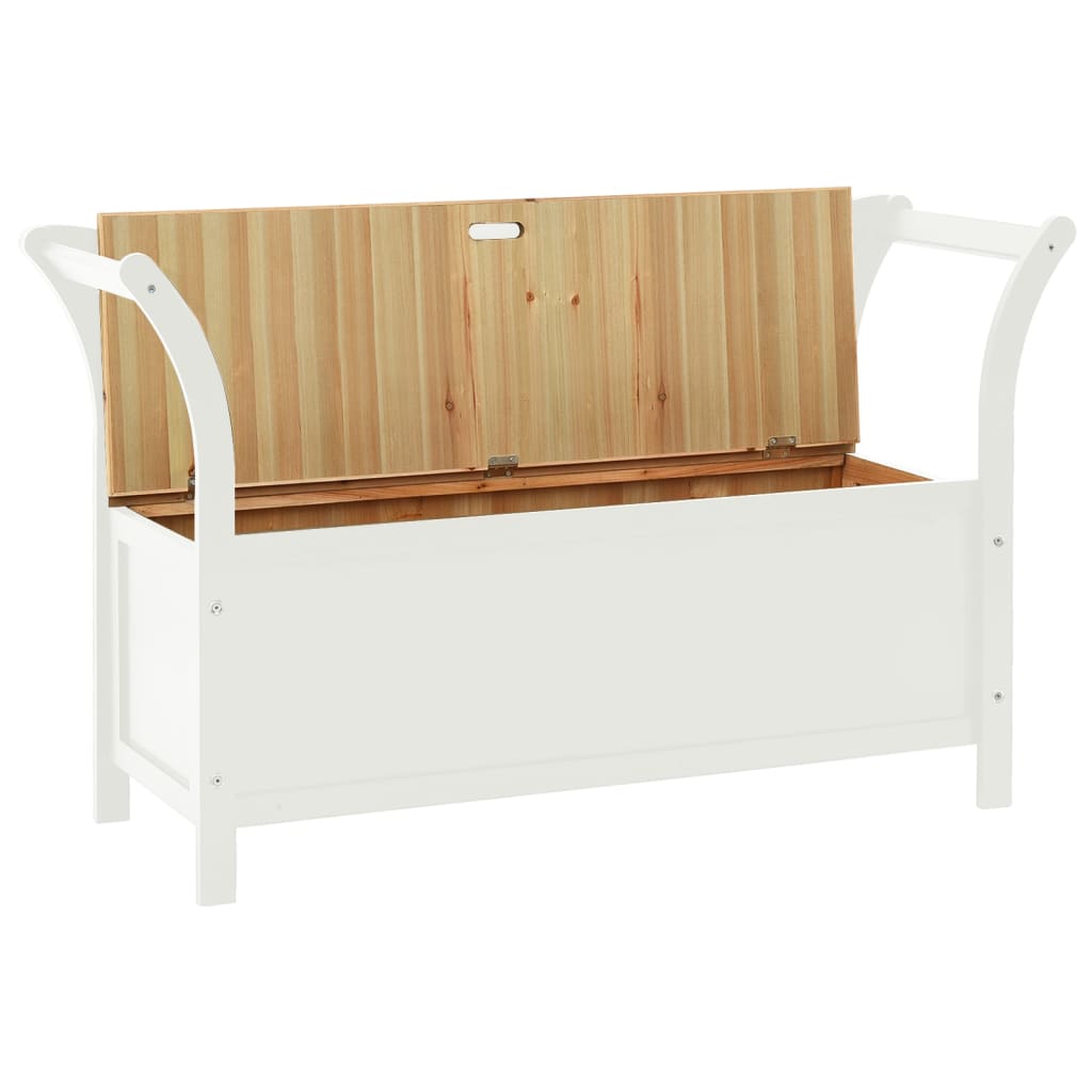 vidaXL Storage Bench 126 cm White and Light Wood Solid Fir Wood