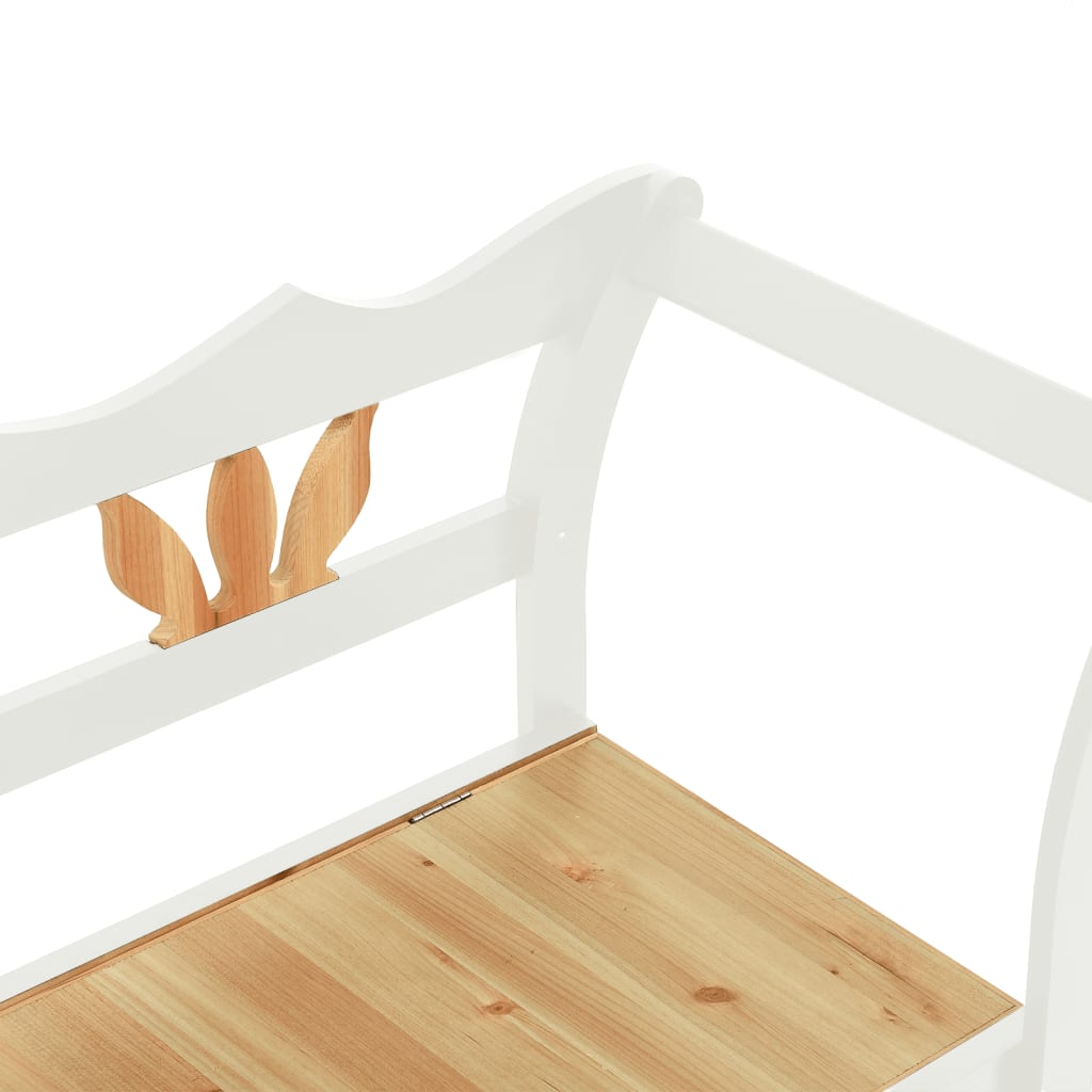 vidaXL Storage Bench 126 cm White and Light Wood Solid Fir Wood