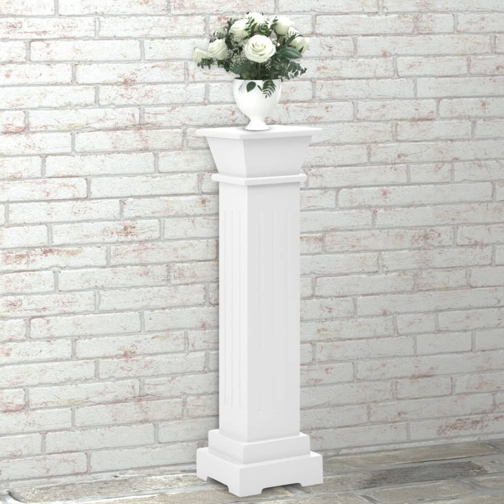 vidaXL Classic Square Pillar Plant Stand White 17x17x66 cm MDF