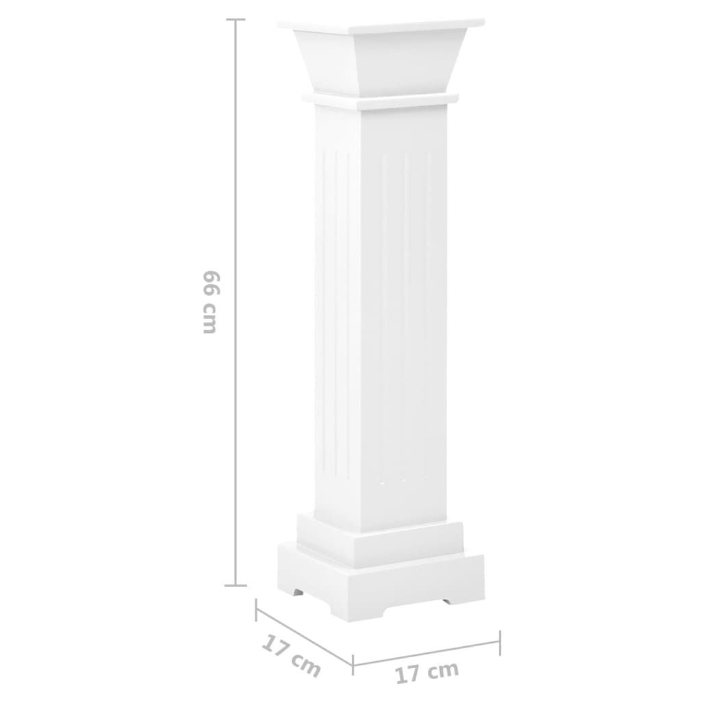 vidaXL Classic Square Pillar Plant Stand White 17x17x66 cm MDF