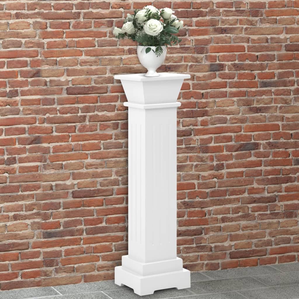 vidaXL Classic Square Pillar Plant Stand White 17x17x66 cm MDF