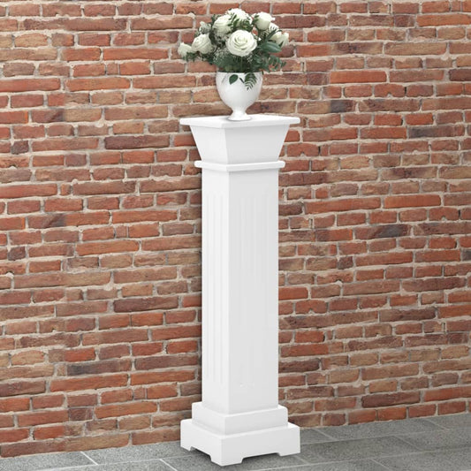 vidaXL Classic Square Pillar Plant Stand White 17x17x66 cm MDF