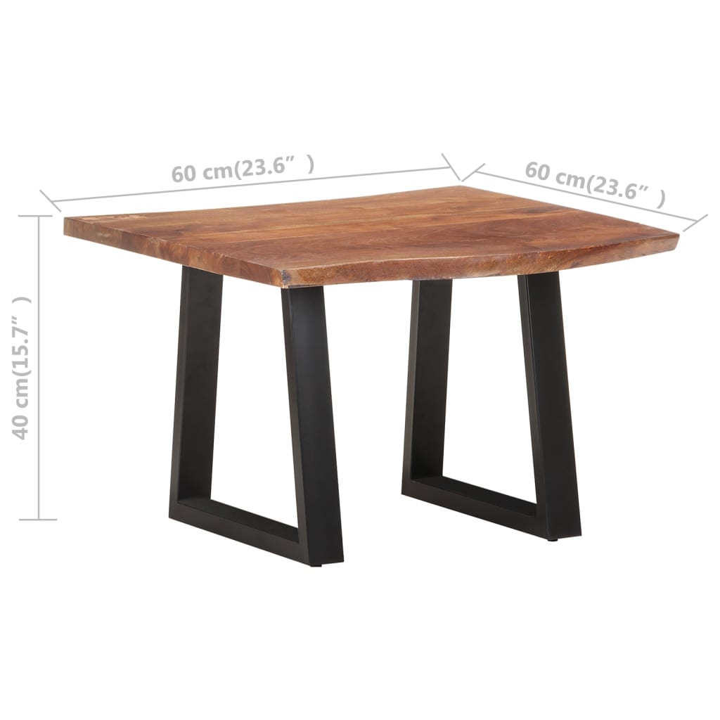 vidaXL Coffee Table with Live Edges 60x60x40 cm Solid Acacia Wood