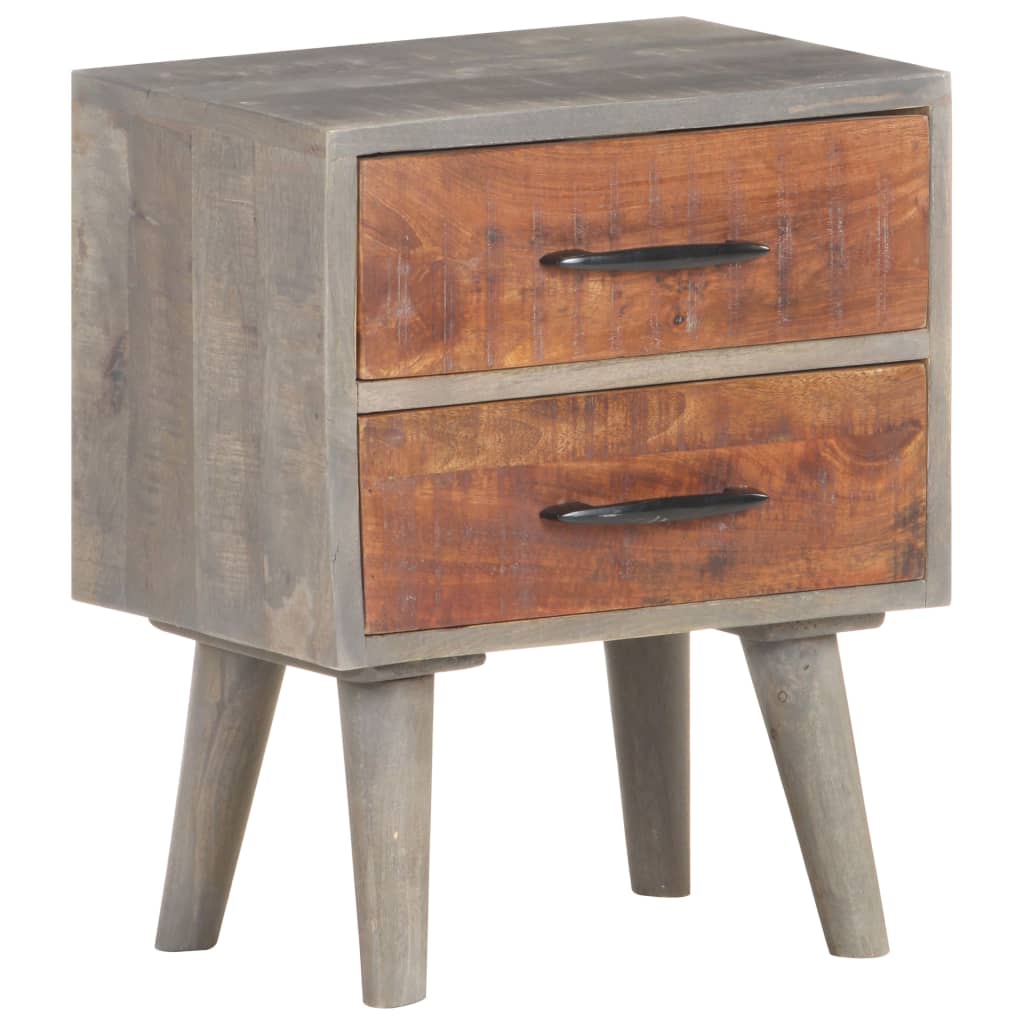 vidaXL Bedside Cabinet Grey 40x30x50 cm Solid Rough Mango Wood